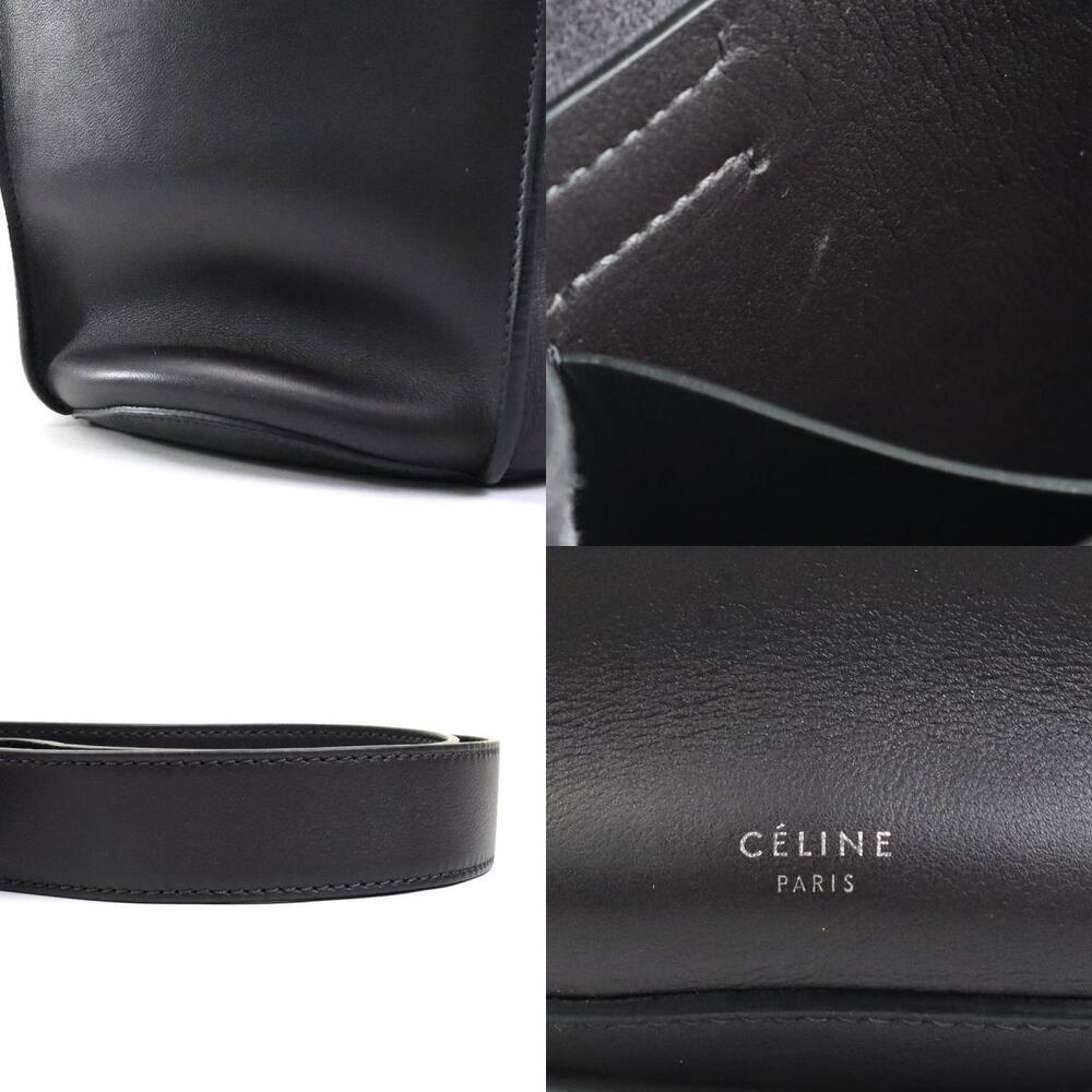 Celine Shoulder Bag Big Bucket Leather Charcoal Black Gray - Picture 4 of 5
